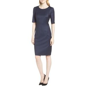Hugo Boss ✘ NWT Duleani Wool Melange Paneled Crop Sleeve Sheath Midi Dress